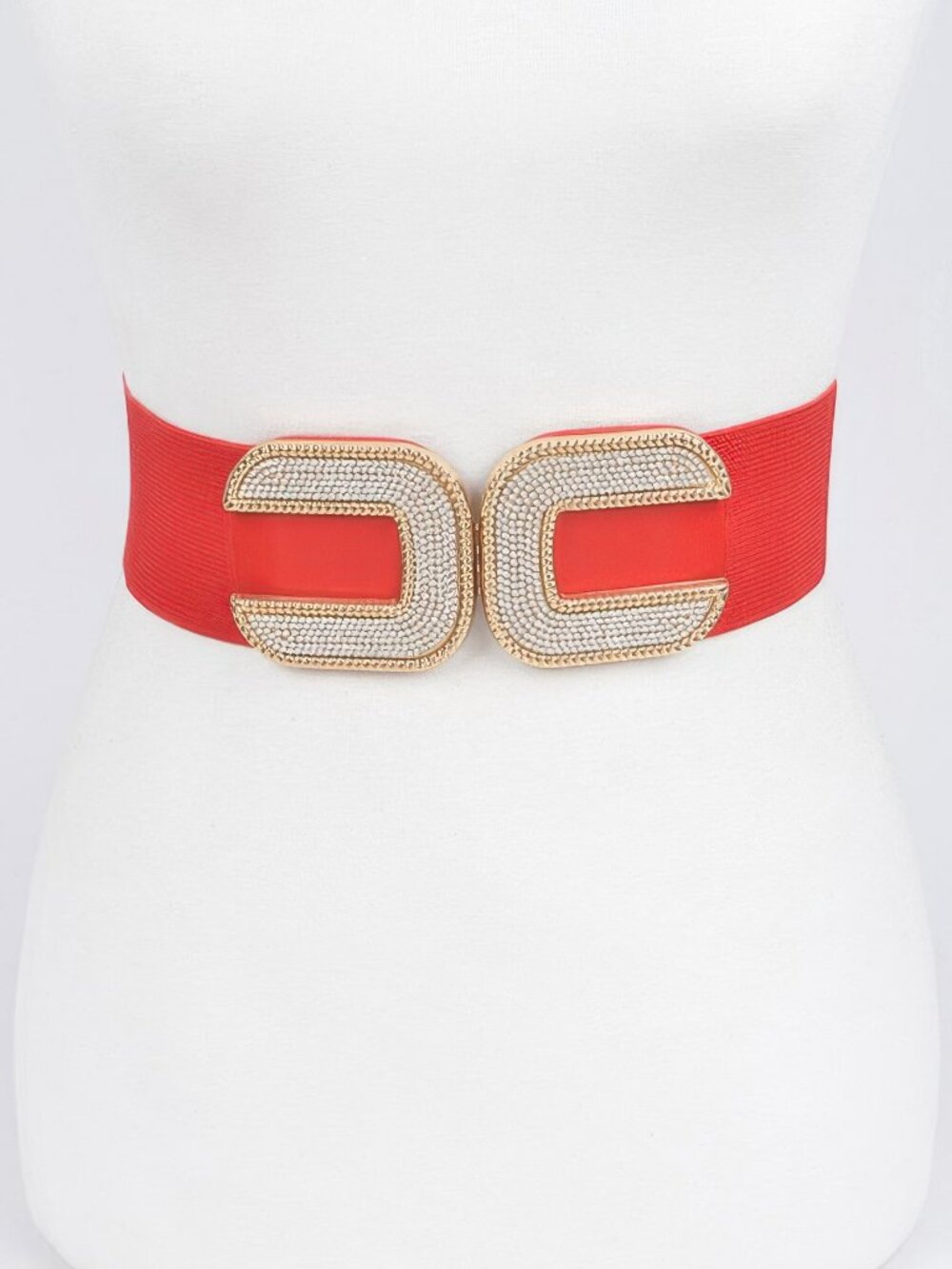 Rhinestone Buckle Stretch Belt